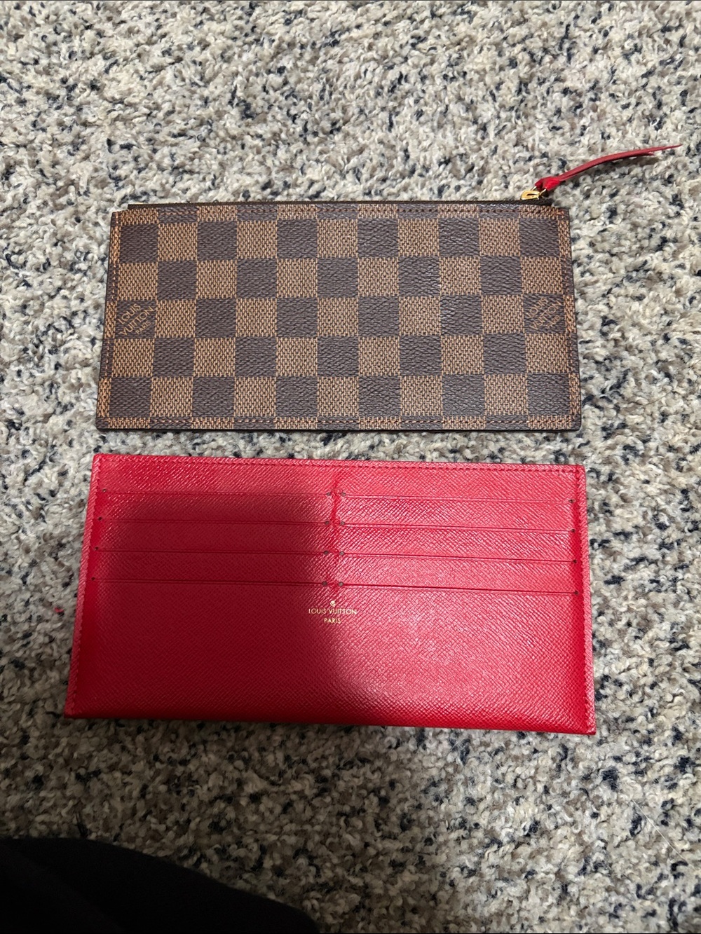Designer-Inspired Checkered Brown and Red Cardholder Wallet